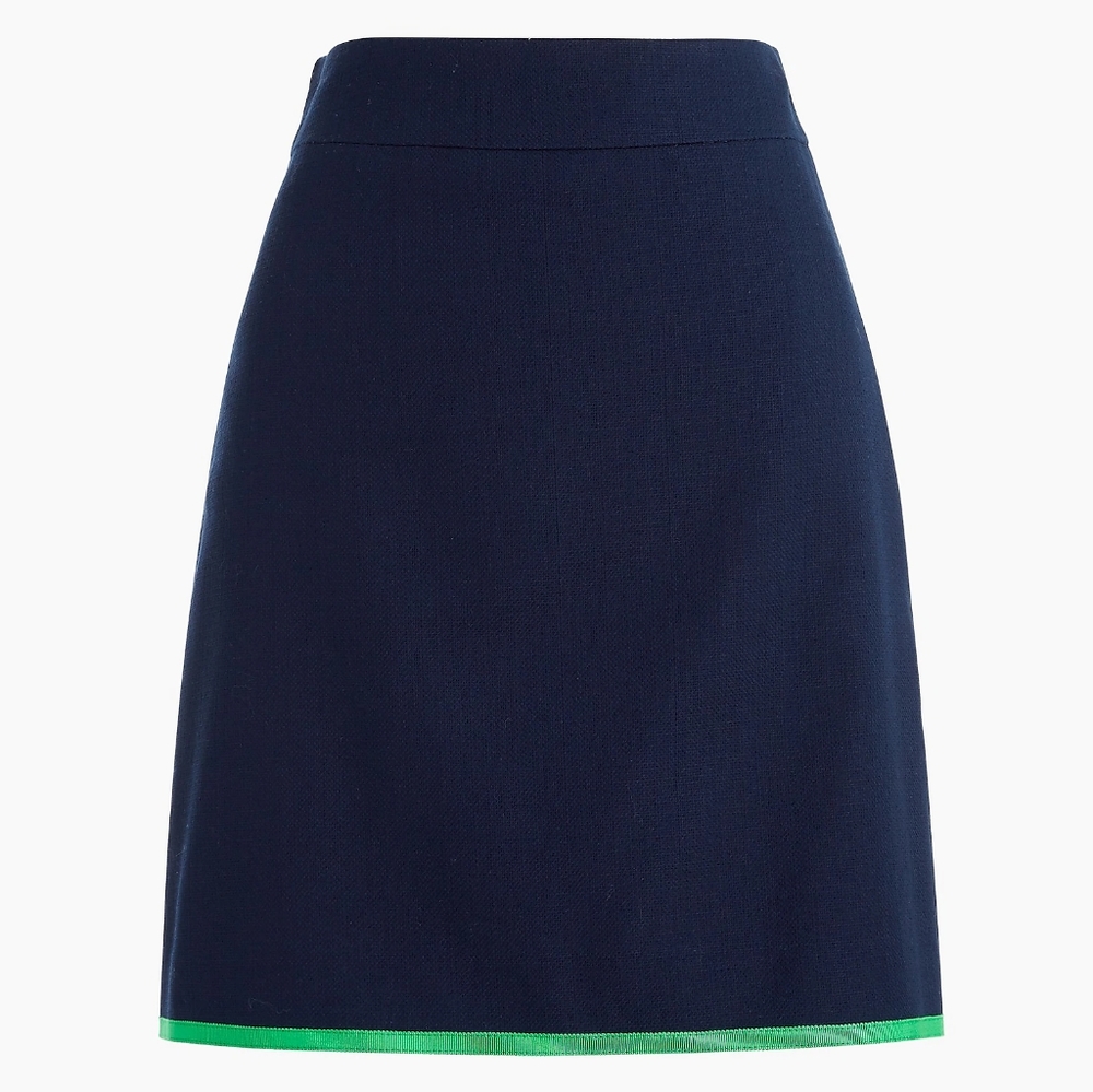New! J Crew sz 8 Tipped Navy Blue Skirt Basketweave Green NWT